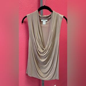 Arden B Beige Draped Cowl Neck Tank